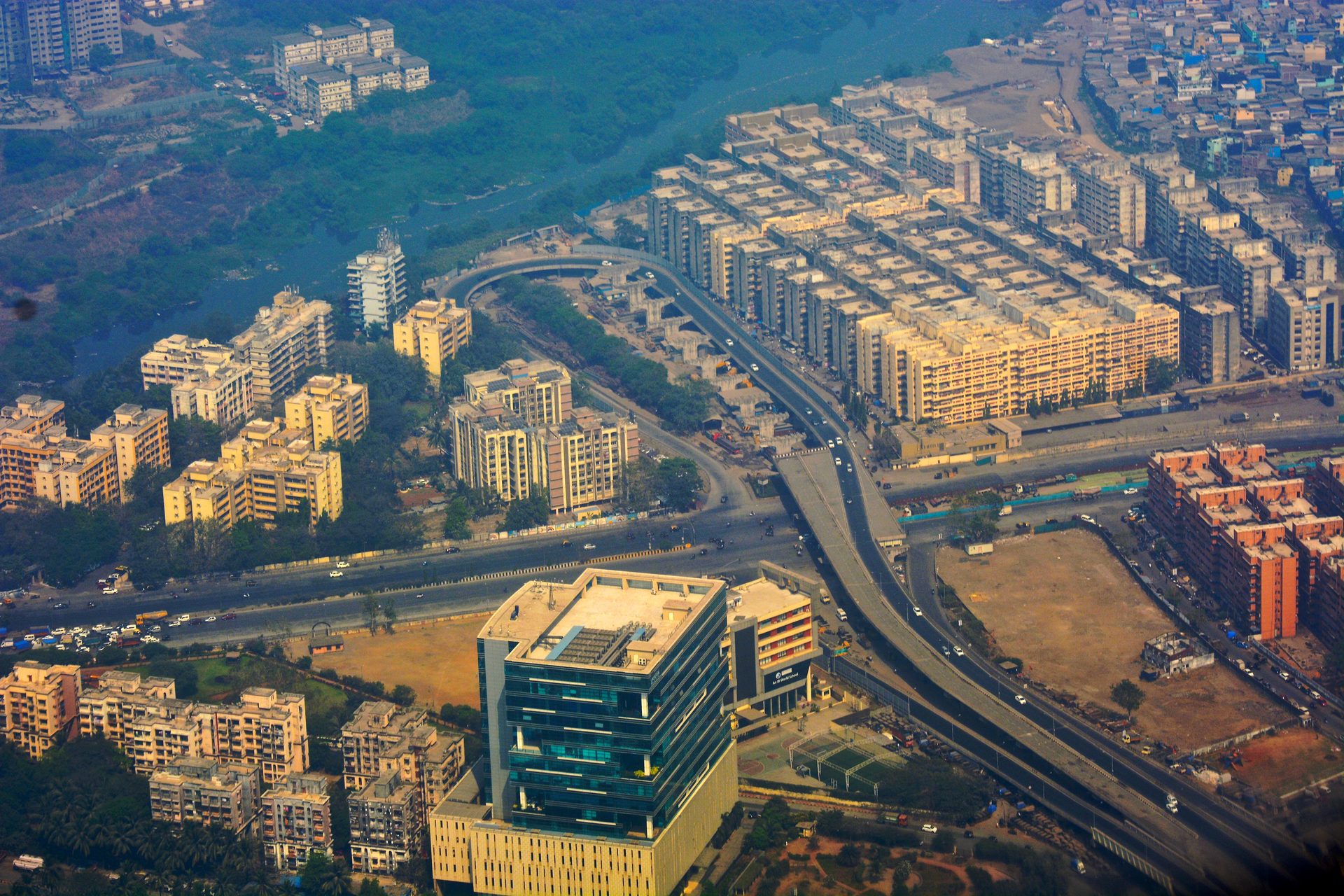 Aerial view of Mumbai's Eastern Freeway